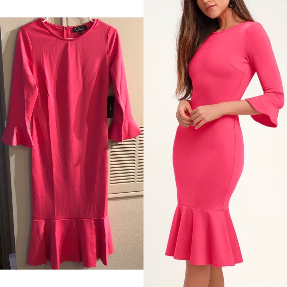 Brand New Pink Lulu’s Peplum Dress